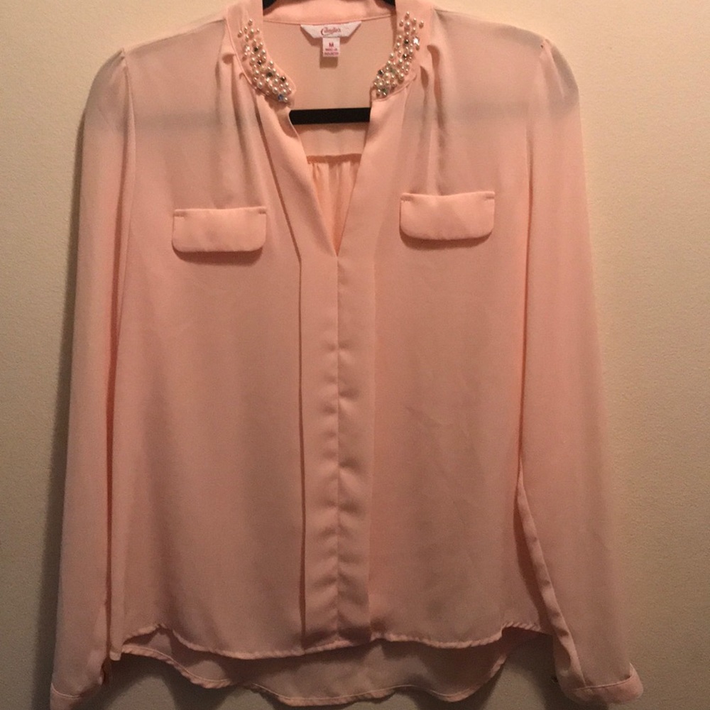 Pale pink chiffon blouse